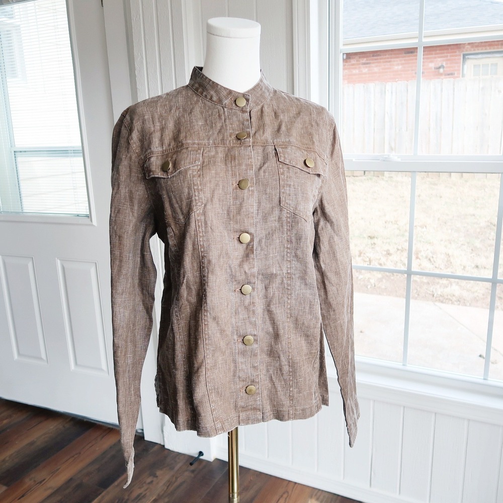 Metrostyle Womens 100% Linen Button Jacket 14T Vintage Romantic Fairycore Boho